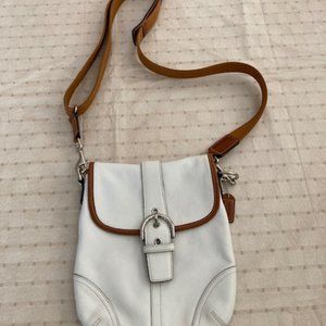 Coach 100% Leather Solid White Crossbody Bag